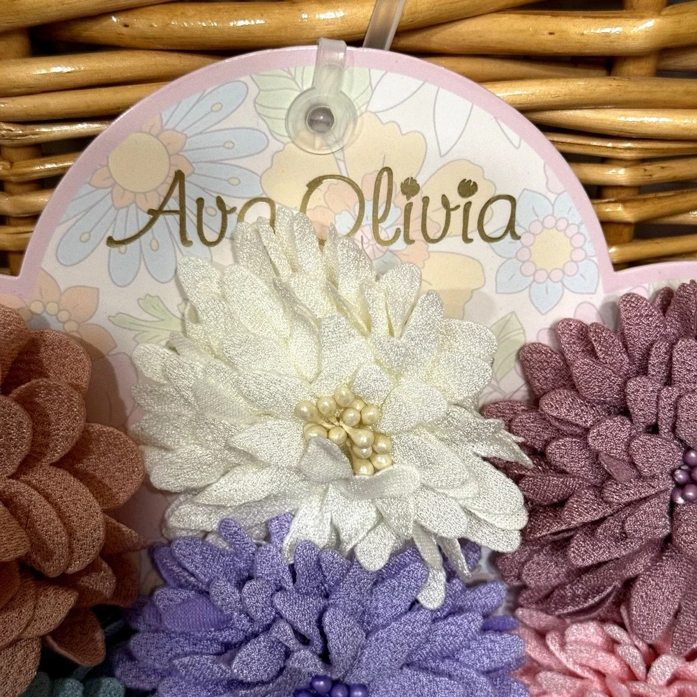 Ava Olivia Flower Hair Clips Spring Summer Colors Set of 10 Brand New